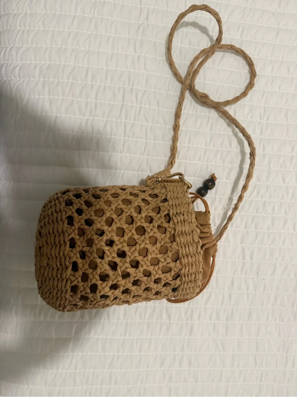 L’ space Sayulita Woven Bucket Crossbody Bag in Natural Tan